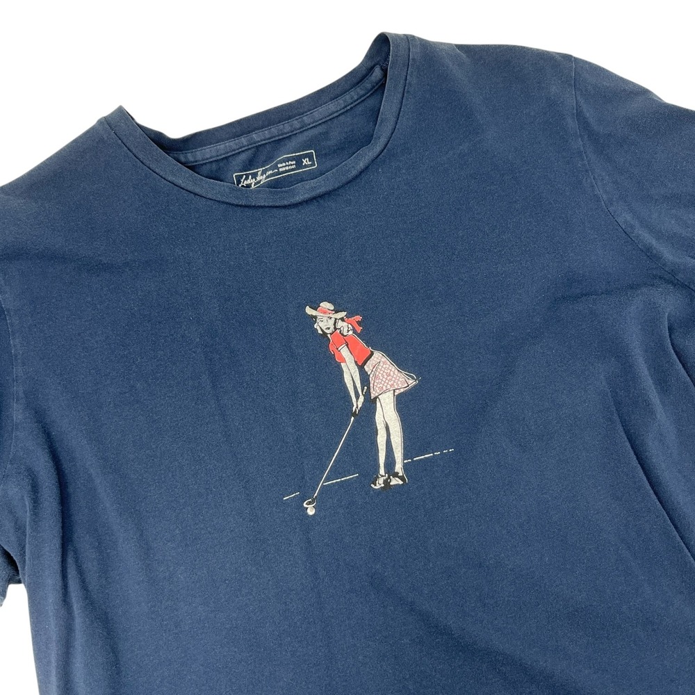 Lady Hagen Women XL Navy‎ Blue Golf Graphic T-Shirt Tee Cotton Casual